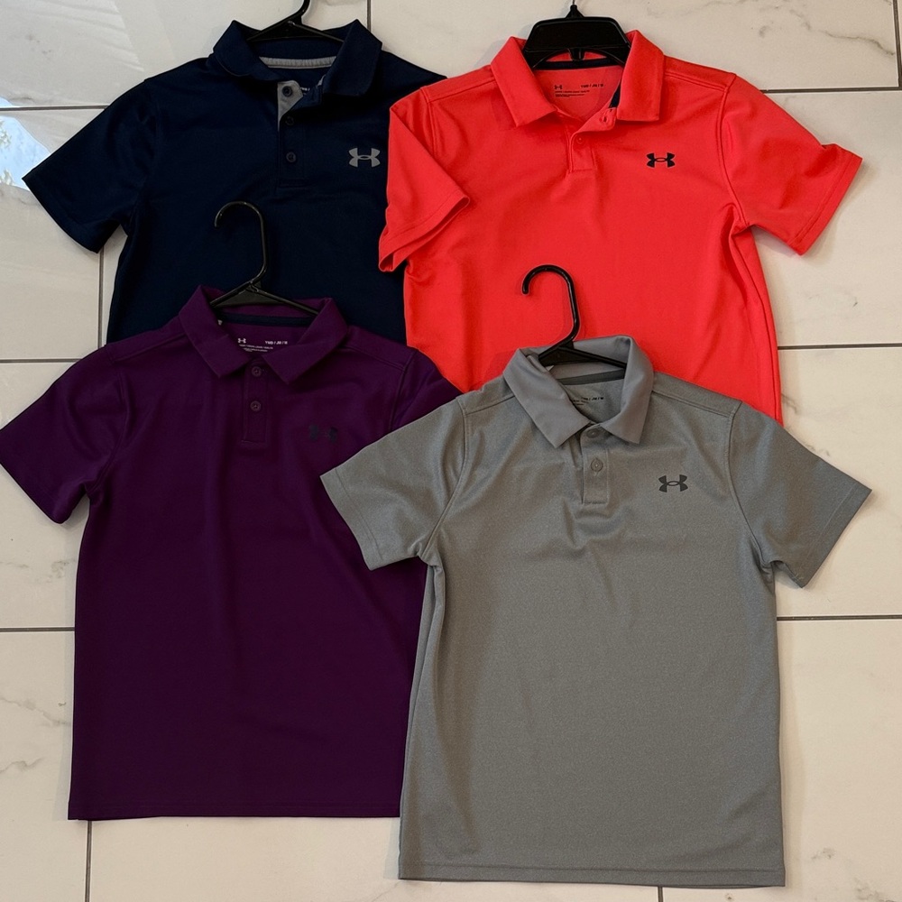 Under Armour Kids Polo Set - Dark Blue, Bright Coral, Deep Purple, Light Gray